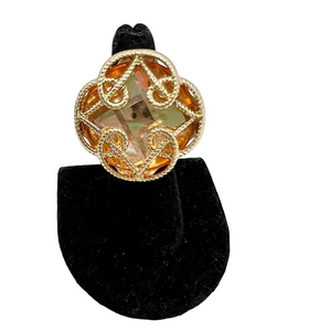 Adjustable statement large chunky cocktail ring on gold tone band